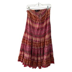 Angie Strapless Colourful Cotton Flowy Dress Pink Orange Flowy Boho Whimsy
